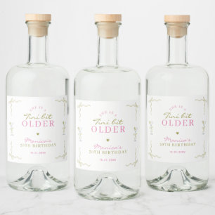 A Tini Bit Older Pink and Green Cocktail Birthday Liquor Bottle Label