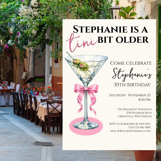 A Tini Bit Older Pink Bow 30th Birthday Invitation (Creator Uploaded)