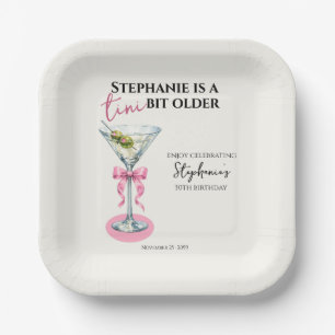 A Tini Bit Older Pink Bow 30th Birthday Paper Plate
