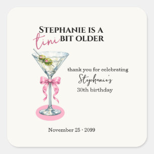 A Tini Bit Older Pink Bow 30th Birthday Square Sticker