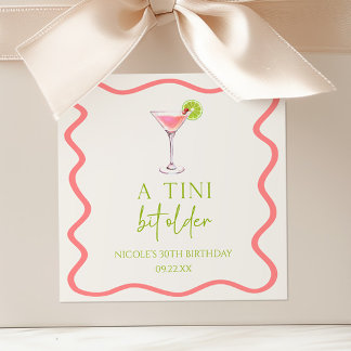 A Tini Bit Older Pink Cosmo Martini Birthday Party Square Sticker