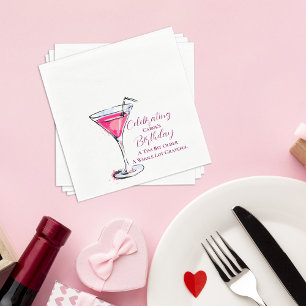A Tini Bit Older Pink Martini Birthday Party Paper Napkin