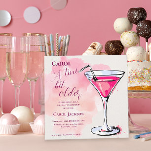 A Tini Bit Older Pink Martini Cocktail Birthday Magnetic Invitation