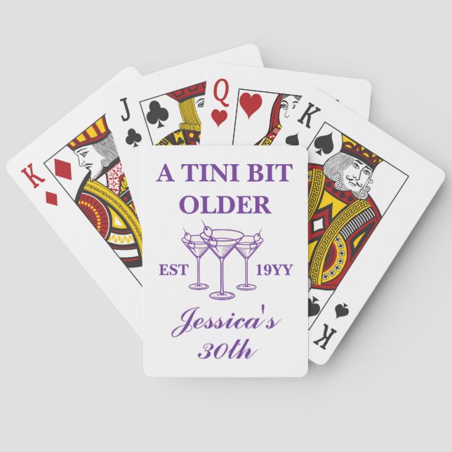 A Tini Bit Older Purple Custom Birthday Party  Playing Cards (Back)