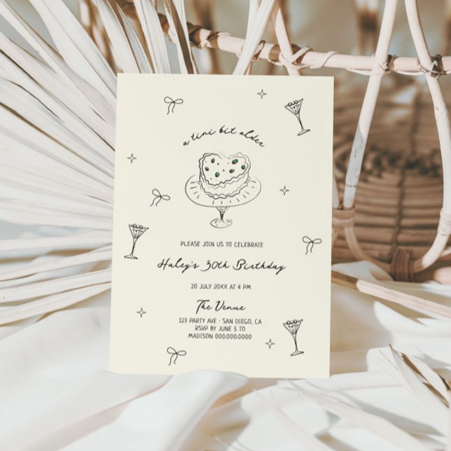 A Tini Bit Older Quirky Hand Drawn Birthday Invitation (Creator Uploaded)