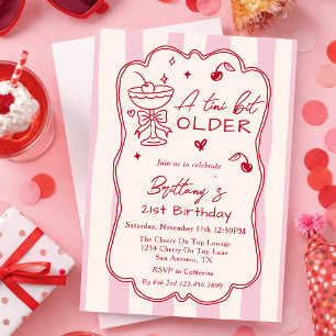 A Tini Bit Older Retro Cherry Martini Birthday Invitation