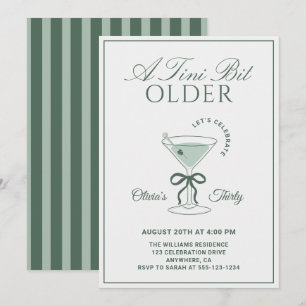 A Tini Bit Older Sage 30th Martini Birthday Invitation