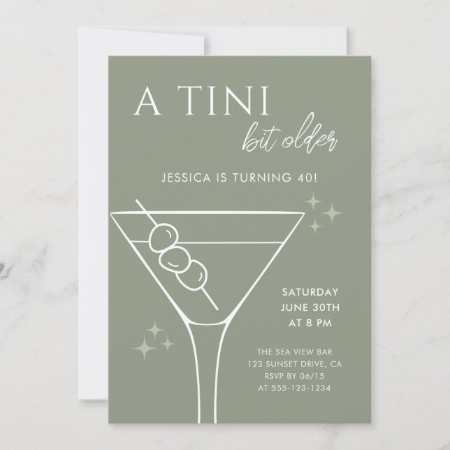 A Tini Bit Older Sage Green 40th Birthday Party Invitation (Front)