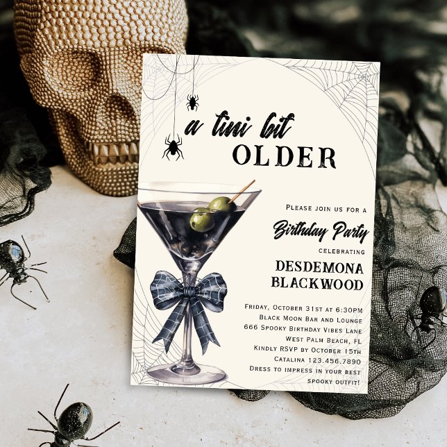 A Tini Bit Older Spider Bow Halloween Birthday Invitation (Creator Uploaded)