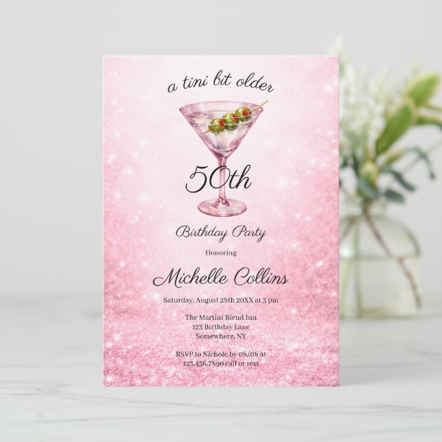 A Tini Bit Older Women’s 50th Birthday Party  Invitation (Standing Front)