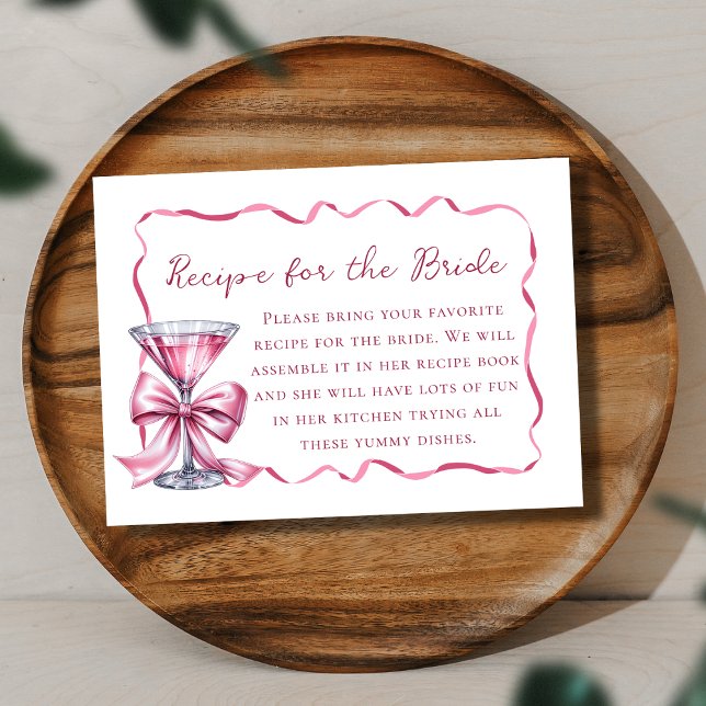 A Tini Bit Pink Martini Bridal Recipe Request Enclosure Card (Creator Uploaded)