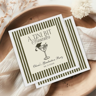 A Tini Bit Smarter Green Stripes Graduation Napkin