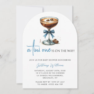 A Tini One Baby Shower Blue Bow Arch Invitation