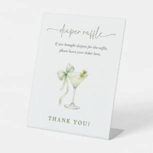 A TIni One Baby Shower Elegant Diaper Raffle Table Pedestal Sign