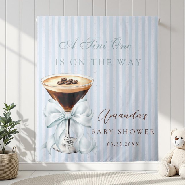 A tini One Espresso Martini Baby Shower Tapestry (Espresso Martini Baby shower Boy Decoration Banner)