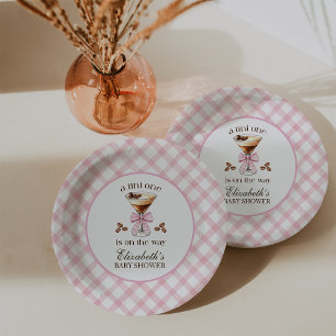 A Tini One Espresso Martini Pink Bow Baby Shower Paper Plate