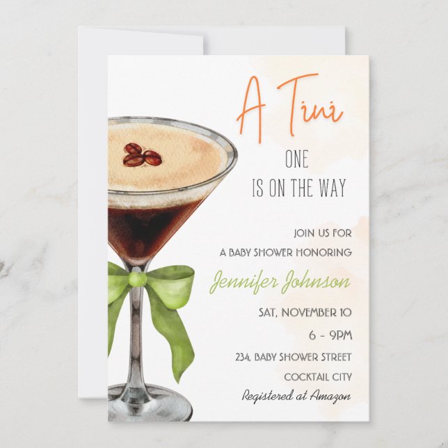 A Tini One Expresso Martini Baby Shower Invitation (Front)