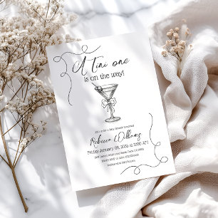A Tini One Hand Drawn Martini Baby Shower Invitation