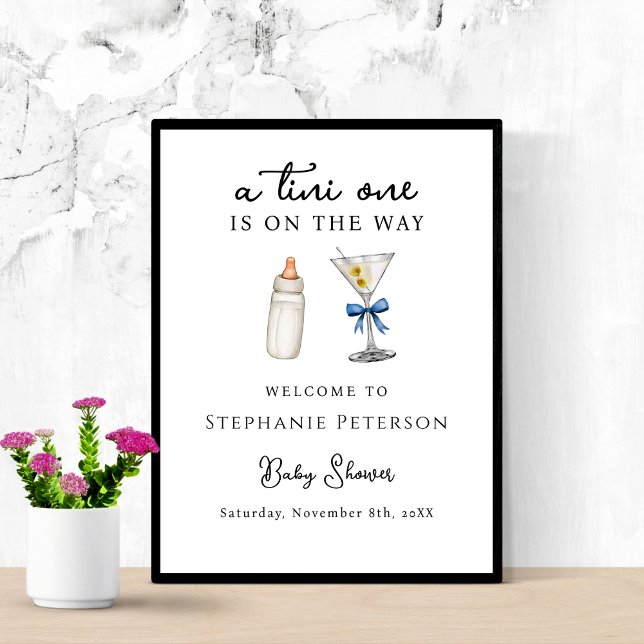 A Tini One Is On The Way Blue Martini Baby Shower  Poster (Creator Uploaded)