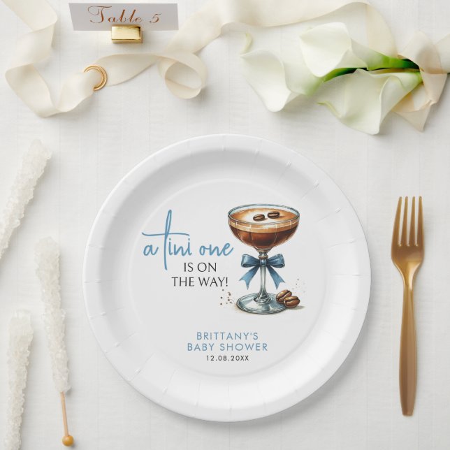 A Tini One Is On The Way Boy Baby Shower  Paper Plate (Wedding)