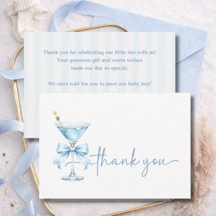A Tini One Is On The Way Boy Martini Theme Thank You Card