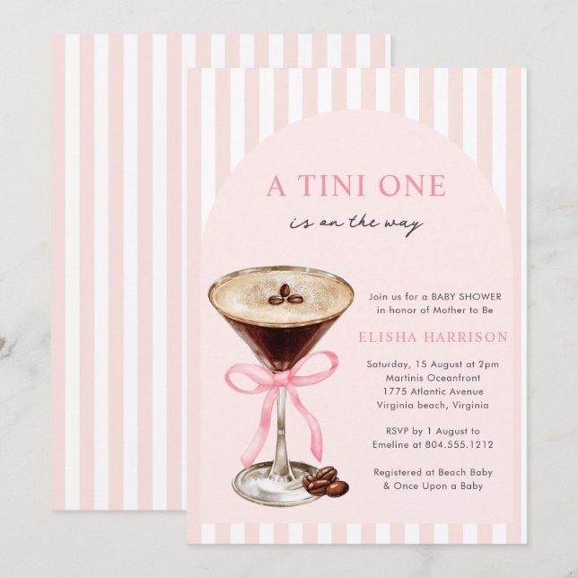 A Tini One Is on the Way Girl  Baby Shower Invitation (Front/Back)