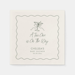 A Tini One Is On The Way Martini Baby Shower Napkin