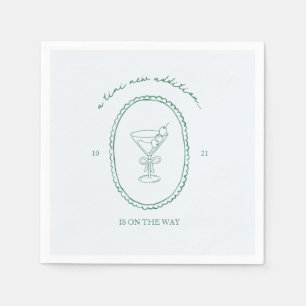 A Tini One Is On the Way Martini Baby Shower Napkin