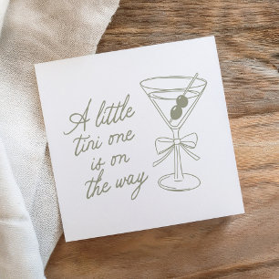 A Tini One Is On The Way Martini Baby Shower  Napkin