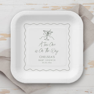 A Tini One Is On The Way Martini Baby Shower Paper Plate