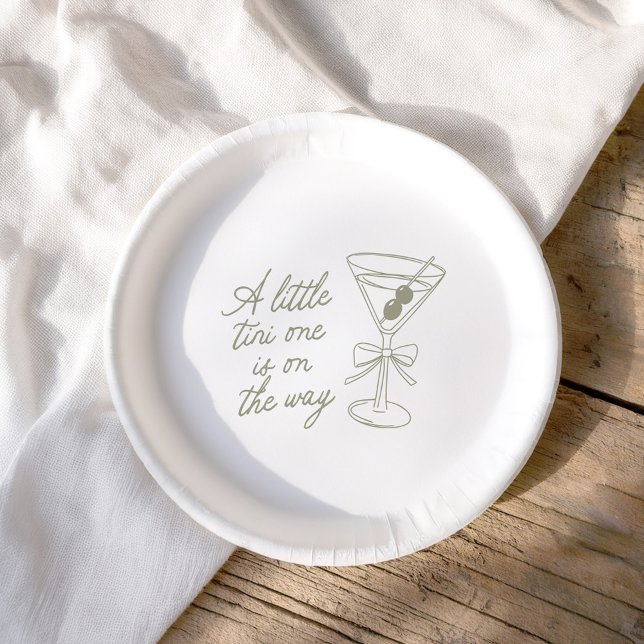 A Tini One Is On The Way Martini Baby Shower  Paper Plate (Creator Uploaded)
