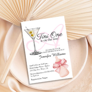 a tini one is on the way, martini pink baby shower invitation