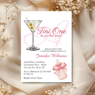 a tini one is on the way,  pink baby shower invitation