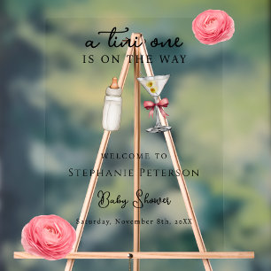 A Tini One Is On The Way Pink Martini Baby Shower  Acrylic Sign