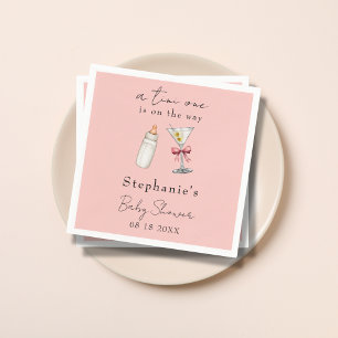 A Tini One Is One The Way Pink Martini Baby Shower Napkin