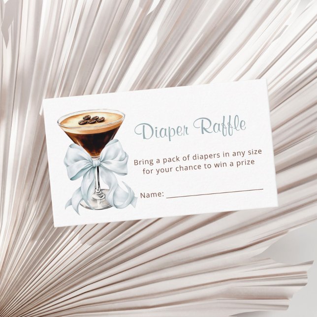 A Tini One Martini Diaper Raffle Baby Shower Enclosure Card (Blue Bow Espresso Martini Diaper Raffle Baby shower)