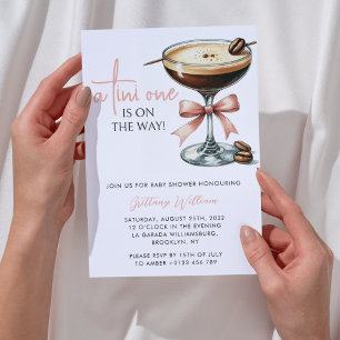 A Tini One Martini Girl Pink Bow Baby Shower Invitation