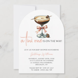 A Tini One Martini Pink Bow Baby Shower Arched Invitation