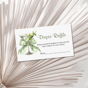 A Tini One Martini Sage Diaper Raffle Baby Shower Enclosure Card