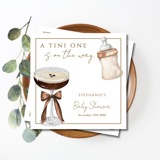 A Tini One On The Way Espresso Martini Baby Shower Napkin (Creator Uploaded)