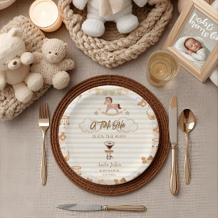 A Tini One On The Way Espresso Martini Baby Shower Paper Plate