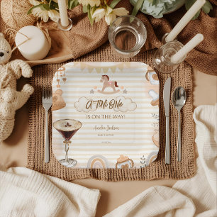 A Tini One On The Way Espresso Martini Baby Shower Paper Plate