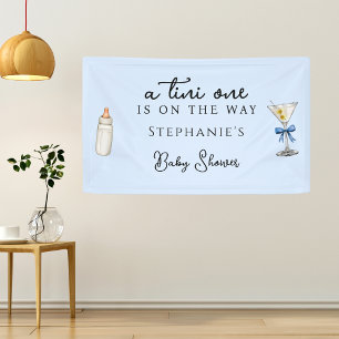 A Tini One One The Way Blue Martini Baby Shower  Banner