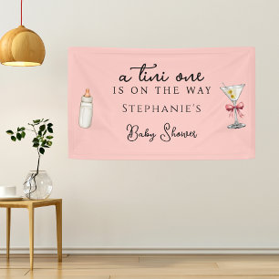 A Tini One One The Way Pink Martini Baby Shower  Banner