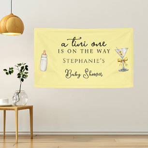 A Tini One One The Way Yellow Martini Baby Shower Banner