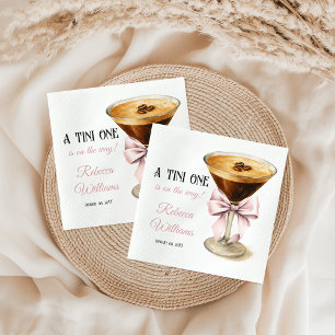 A Tini One Pink Bow Espresso Martini Baby Shower Napkin