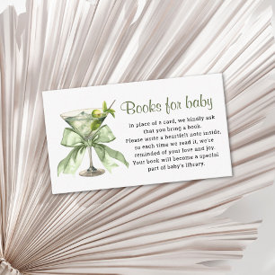 A Tini One Sage Green Bow Martini Books for Baby Enclosure Card