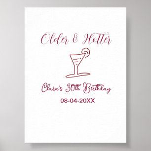 a tiny bit older 30th birthday glass brown trendy poster