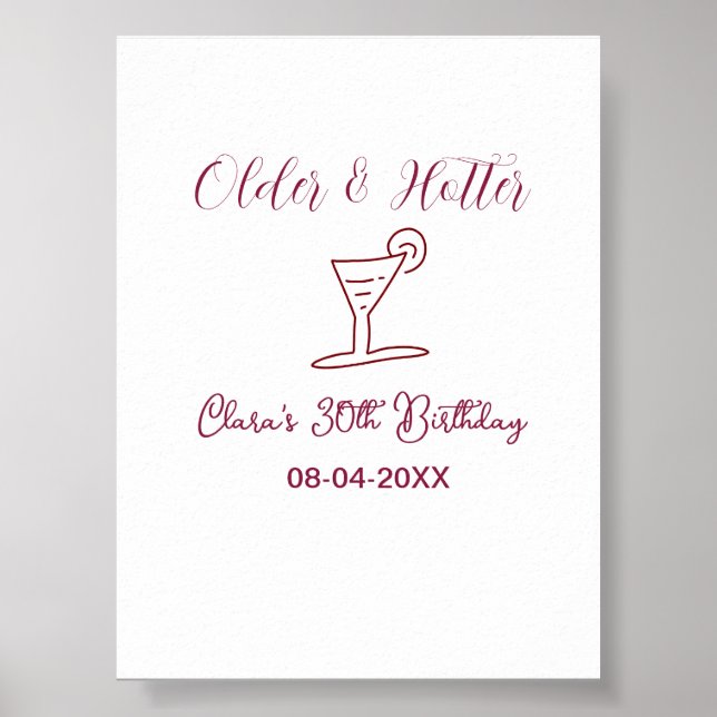 a tiny bit older 30th birthday glass brown trendy  poster (Front)