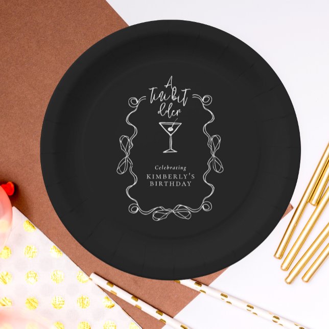 A Tiny Bit Older Black Cocktail Birthday Party  Paper Plate (Creator Uploaded)